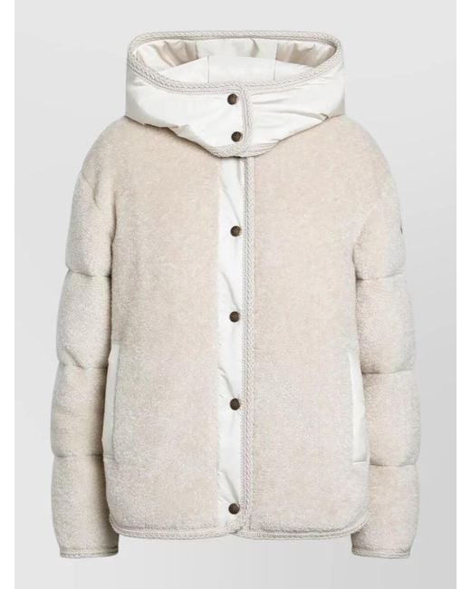 Moncler Natural Ciboule Short Hooded Padded Teddy Jacket
