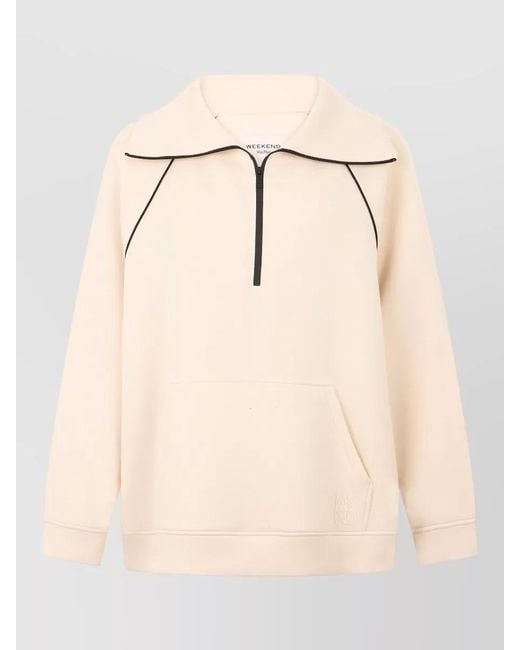 Weekend by Maxmara Natural Oversized Zip Hoodie Contrast Piping