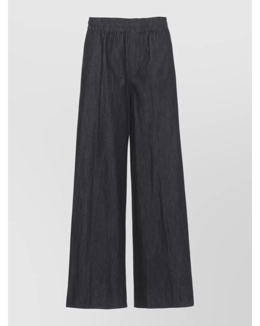 Dondup Blue Wide Leg Cotton Trousers Full Length