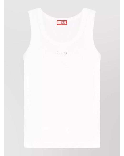 DIESEL White Ribbed Slim-Fit Sleeveless Tank Top