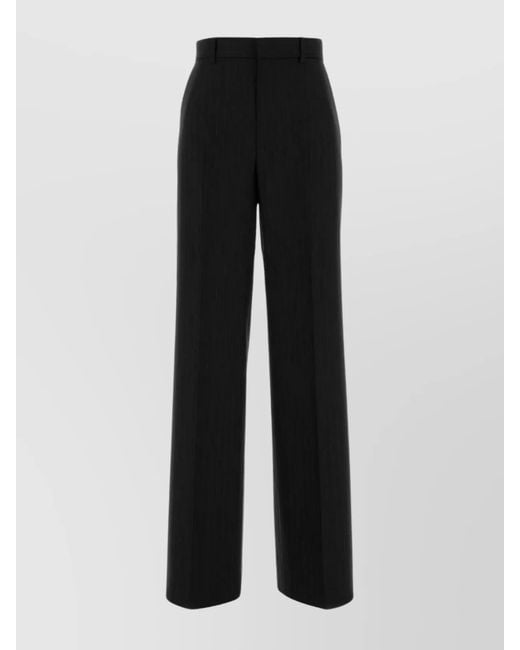 Gucci Black Embroidered Wool Wide-Leg Trousers