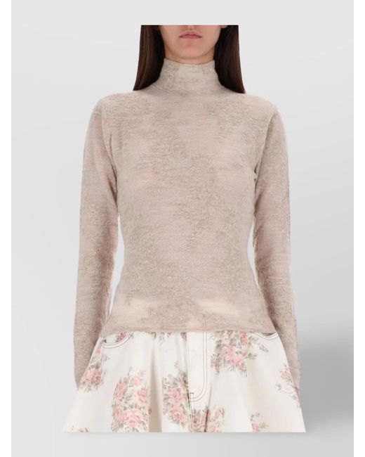 Ganni Natural Alpaca Slim-Fit Knitted Top