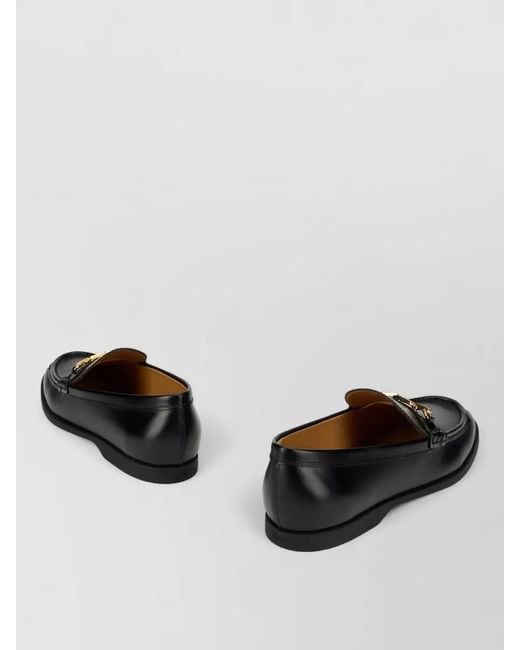 Tod's Black Calfskin Loafers Mask Detail T Buckle