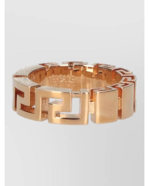 Versace Natural Bijoux Ring Engraved Geometric Pattern Finish for men