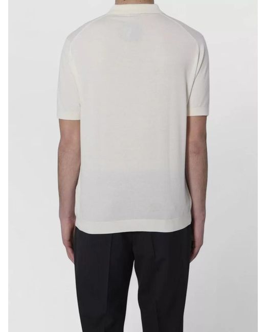 John Smedley White Adrian Polo Shirt Sea Island Cotton Spread Collar for men