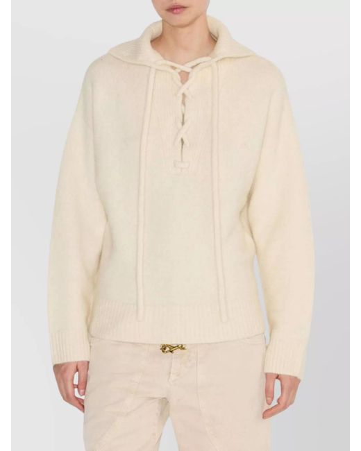 Isabel Marant Natural Hooded Top With Ribbed Cuffs And Hem