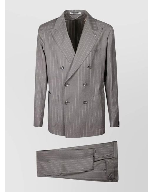 Tagliatore Gray Double-Breasted Jacket Featuring Peak Lapels for men