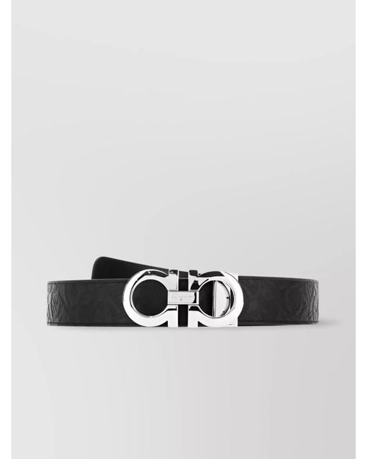 Ferragamo Metallic Adjustable Metal Hardware Textured Finish Belt for men