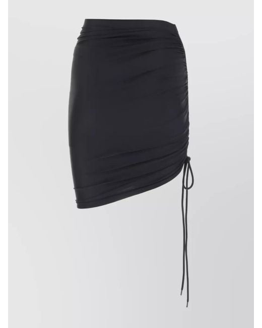 Balenciaga Black Gathered Stretch-Nylon Fitted Skirt