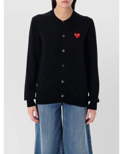 COMME DES GARÇONS PLAY Blue Wool Slim-Fit Crewneck Cardigan