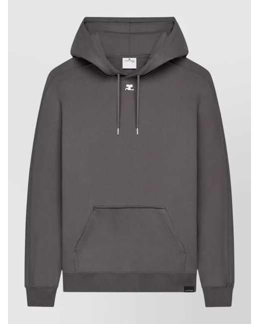 Courreges Gray Hooded Sweater Nylon Silk Blend Knit for men