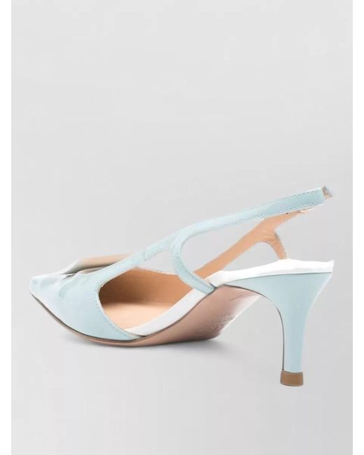 Roberto Festa White Slingback Pumps Patent Kitten Heel Pointed Toe