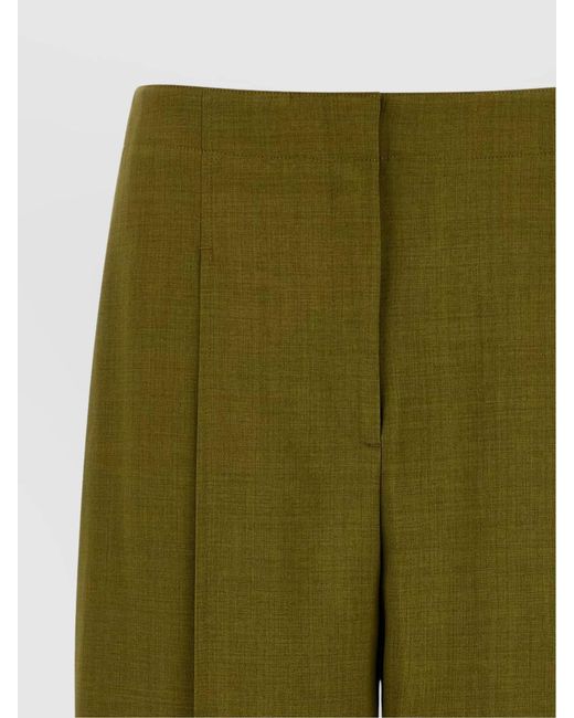 Theory Green Pleated Tailored Trousers