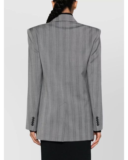 Sportmax Gray Wool Herringbone Double-Breasted Blazer