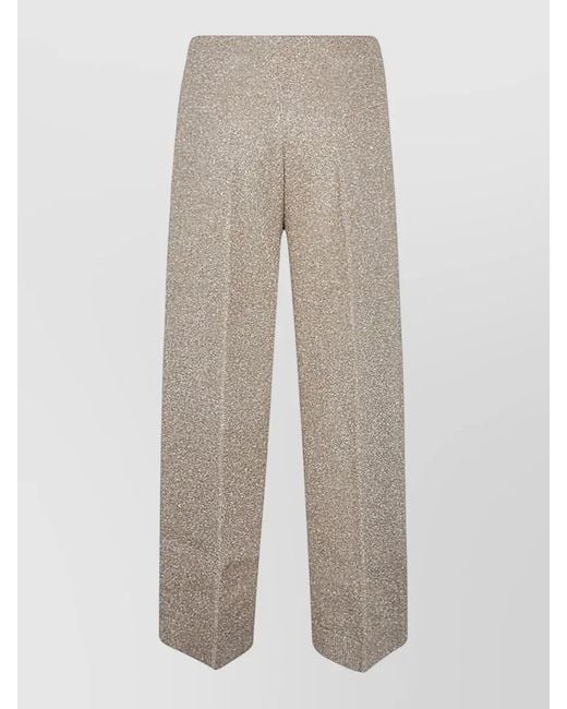 Circus Hotel Natural Viscose High Waist Metallic Wide Trousers