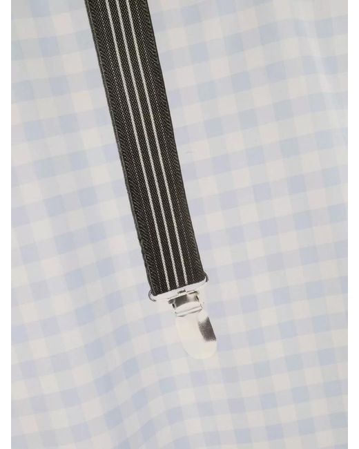 Moschino Blue Check Shirt Long Sleeves Straight Cut Suspenders