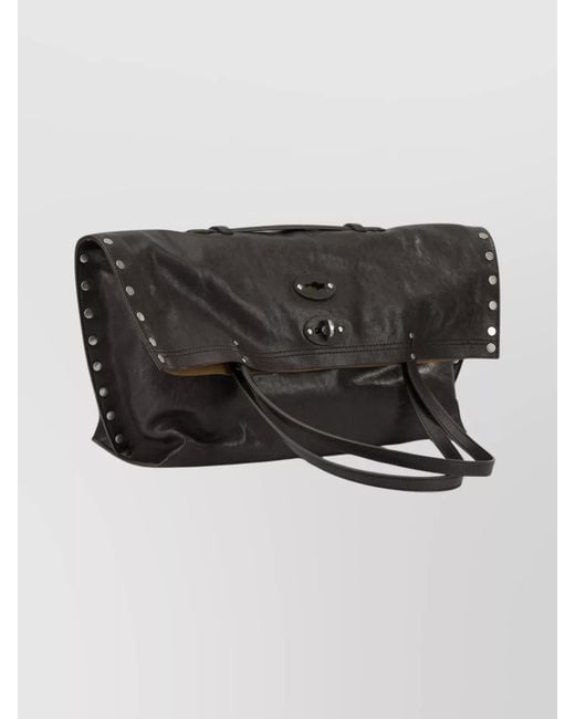 Zanellato Black Calf Leather A Spasso Medium Shoulder Bag