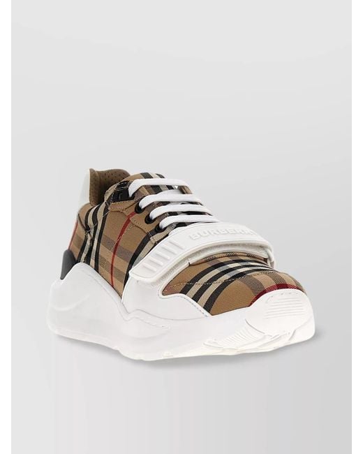 Burberry Metallic Checked Round Toe Sneakers With Rubber Sole for men