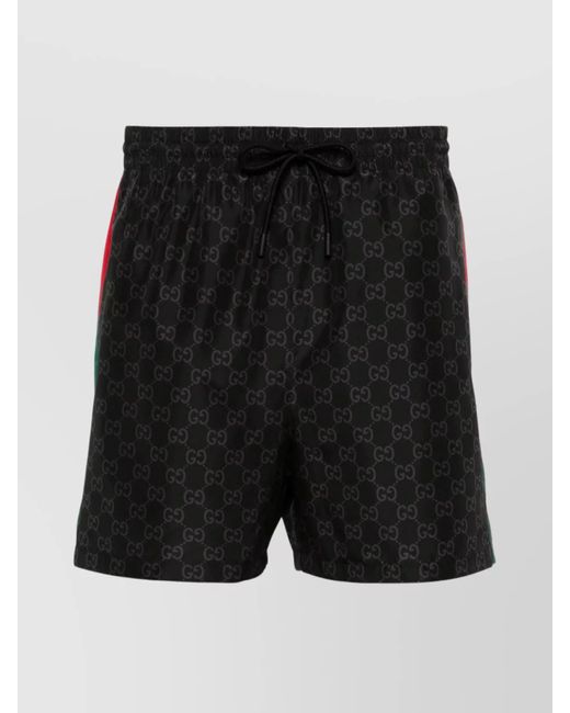 Gucci Black Swim Short Jacquard Elastic Waistband for men