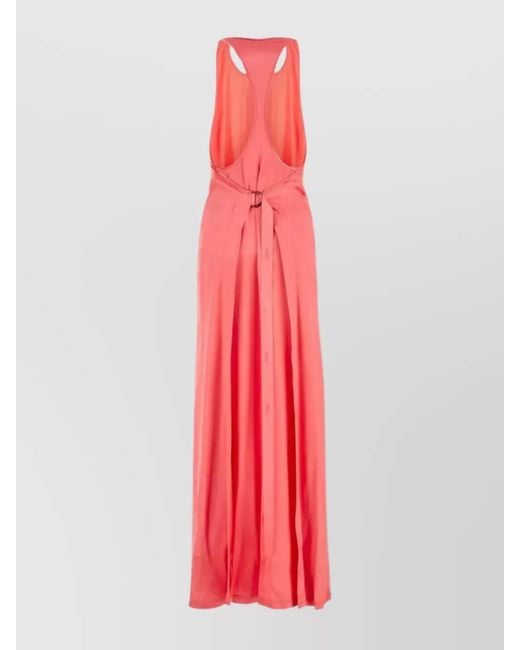 Fendi Pink Satin Belted Long Dress