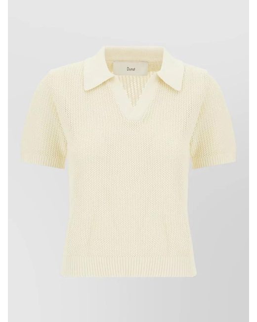 DUNST Natural Cotton Blend Polo Shirt Textured Knit