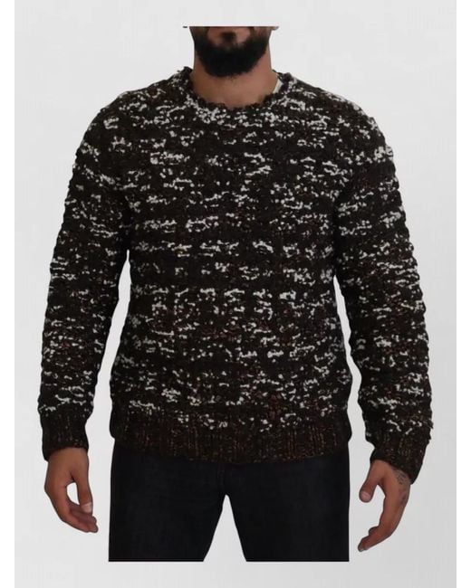 Dolce & Gabbana Black Knitted Wool Fatto A Mano Crewneck Sweater for men