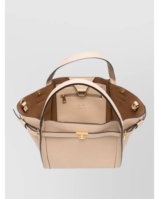 Tod's Natural Small Textured Leather Tote Bag Top Handle