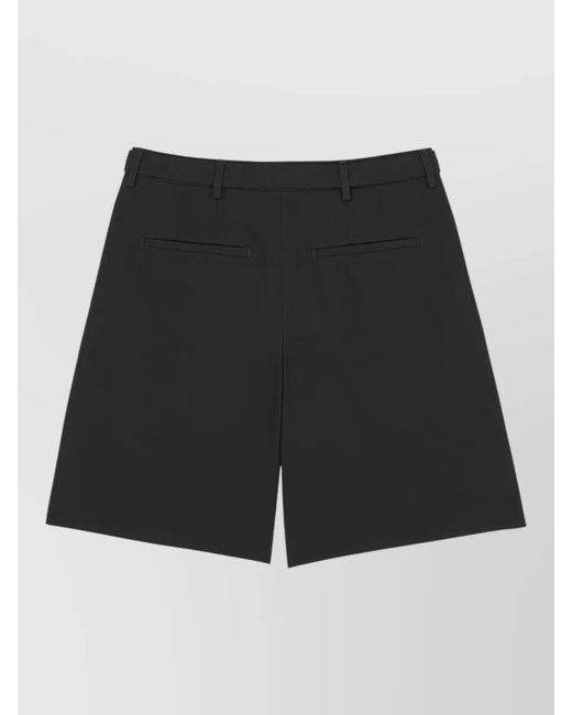 Saint Laurent Black Shorts High Waist Belt Loops Pleats Pockets for men
