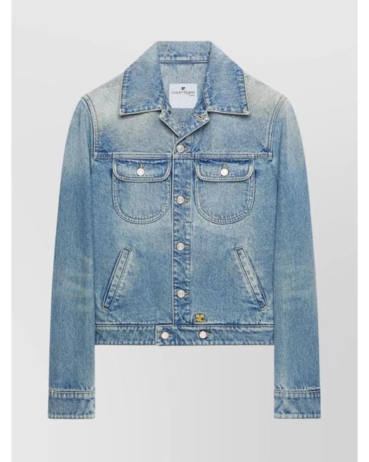 Courreges Blue Cotton Single-Breasted Blazer for men