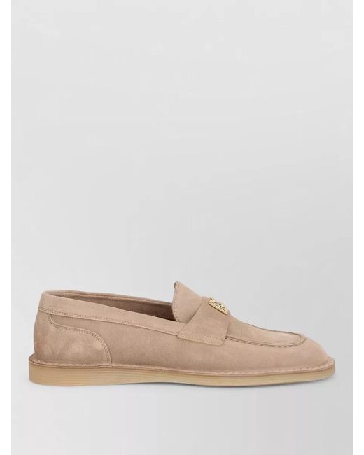 Dolce & Gabbana Natural Suede Lace Up Loafers Rubber Sole