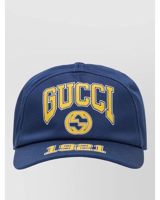 Gucci Blue Curved Brim Structured Baseball Hat Design for men