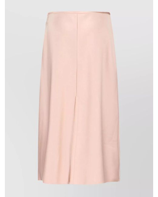 AMI Pink Satin Midi Straight Skirt
