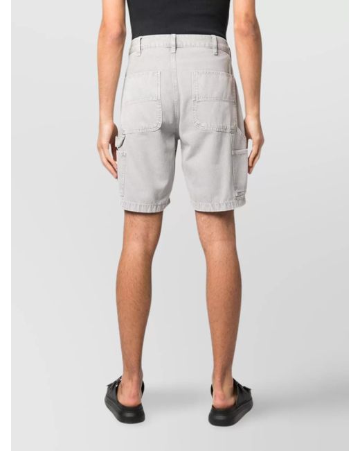 Moschino Gray Cotton Logo-Embroidered Straight-Leg Chino Shorts for men