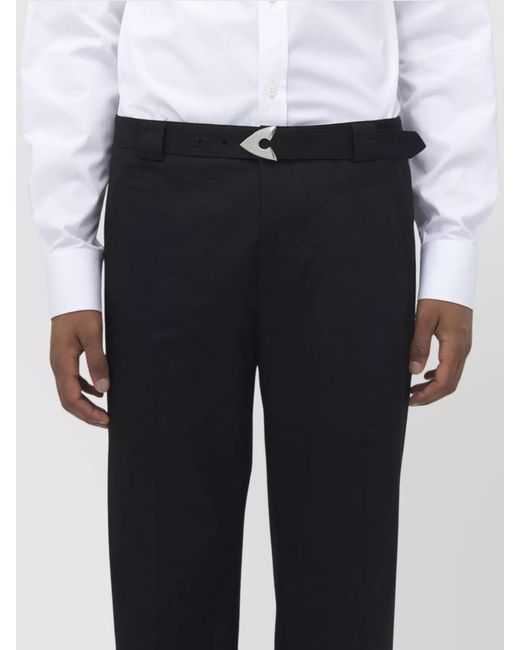 McQueen Black Belted Tailored Trousers for men
