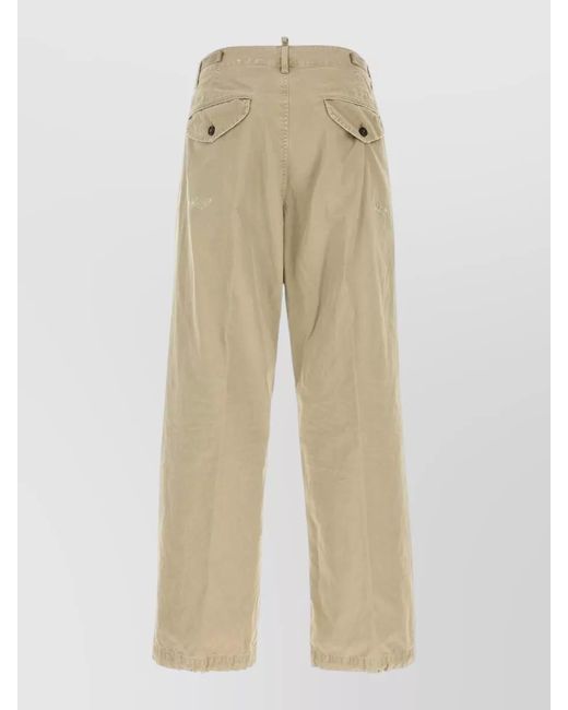 DSquared² Natural Cotton Trousers Tailored Style Belt Loops for men