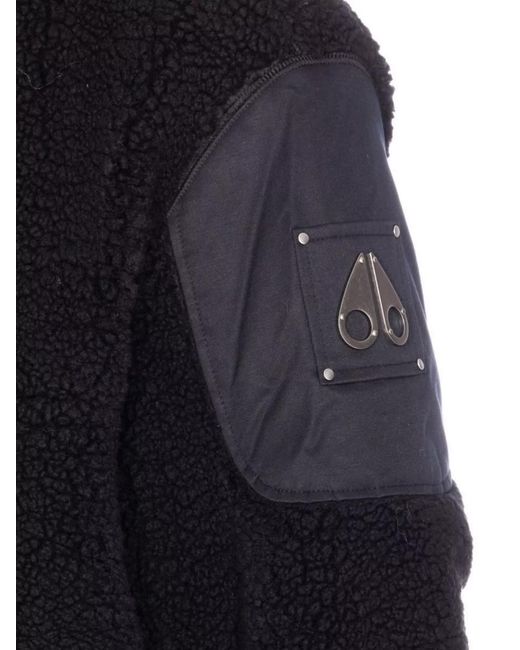 Moose Knuckles Blue High Neck Down Jacket Pockets for men