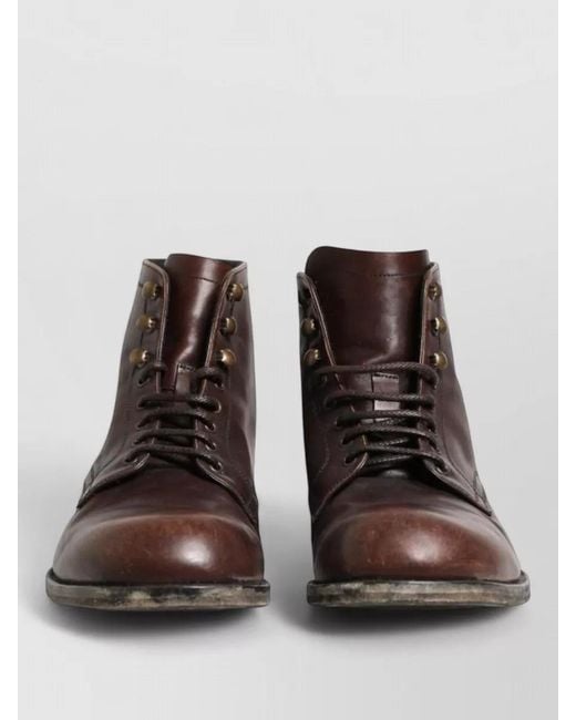 Dolce & Gabbana Brown Leather Lace Up Ankle Boots for men