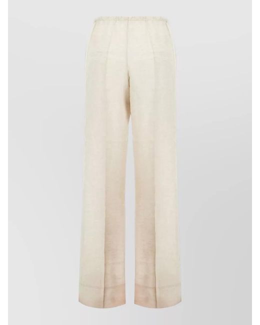 Palm Angels Natural Wide Leg Pants Side Stripe Detail