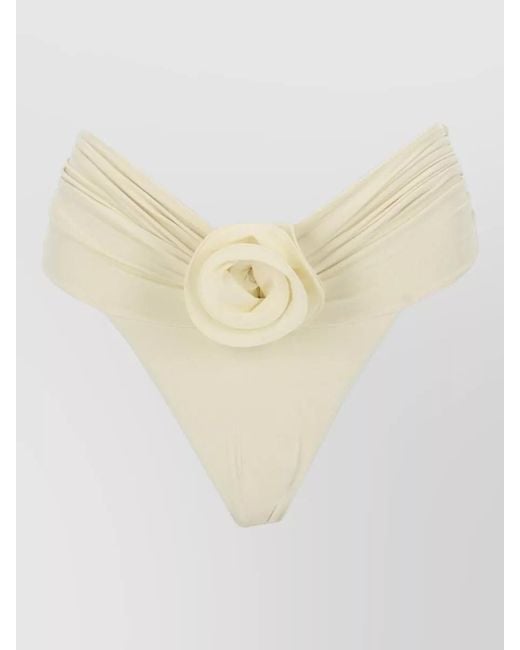 LaRevêche White Bikini Brief Derya Floral Detail Ruched