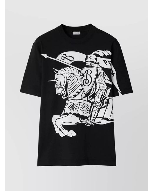 Burberry Black Cotton Ekd Print Short-Sleeve T-Shirt for men