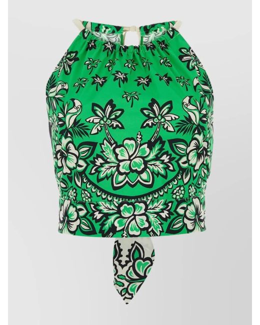 RED Valentino Green Cotton Bandana Top