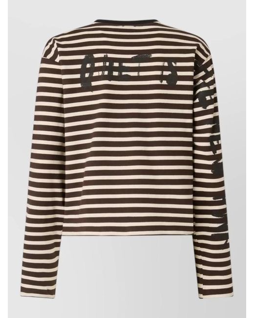 Pinko Black Long Sleeve Crew Neck Striped Top