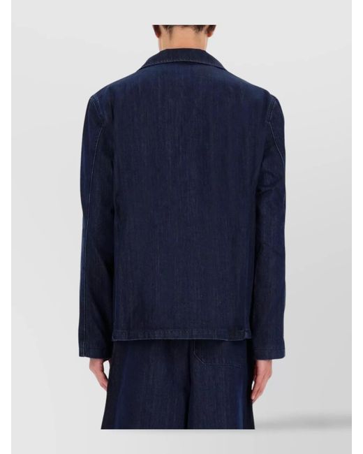 YMC Blue Cotton Regular-Fit Shirt Jacket for men