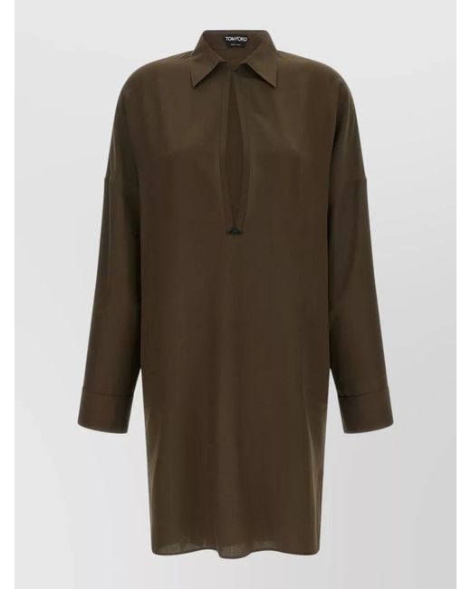 Tom Ford Green Long Sleeve Tunic Dress Keyhole Detail