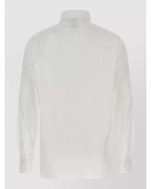 Finamore 1925 White Napoli Shirt Long Sleeves Cuffed Button for men