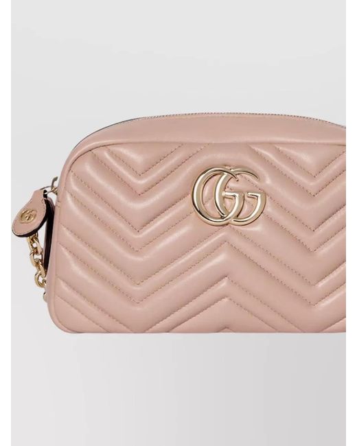 Gucci Pink Gg Marmont Small Leather Cross-Body Bag