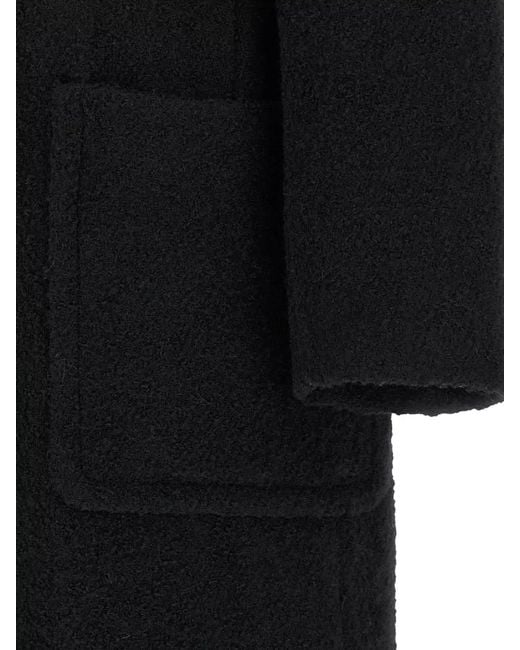 Pinko Black Cerfoglio Long Coat Belted Waist