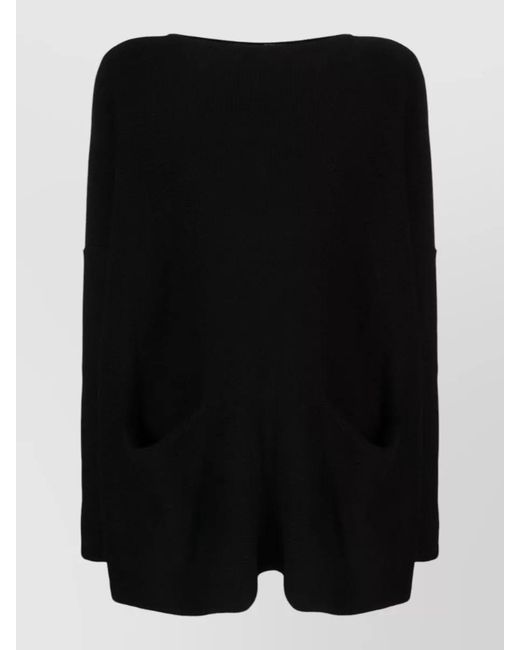 Daniela Gregis Black Cotton Boat Neck Long Sleeve Jumper
