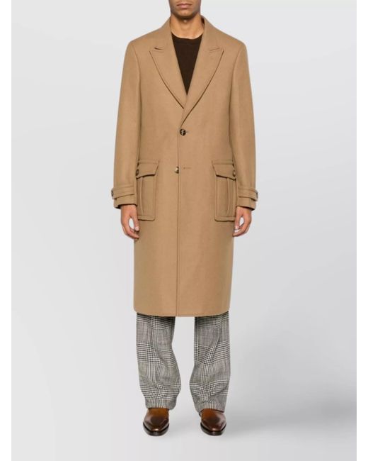 Etro Natural Single Breasted Wool Coat for men