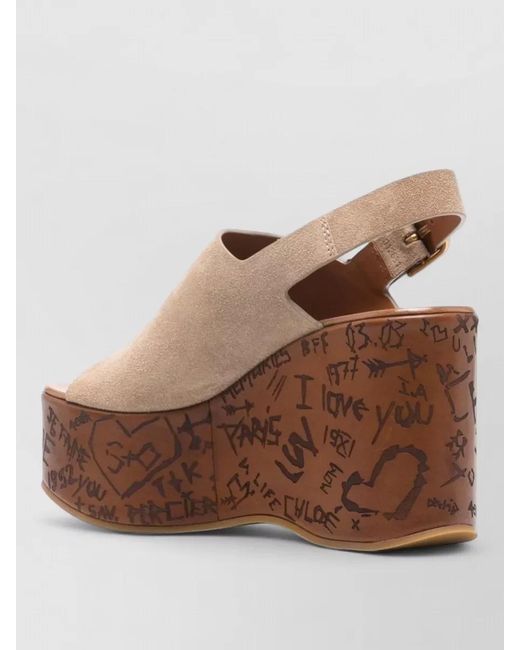 Chloé Brown Wedge Sandals "Maxime"